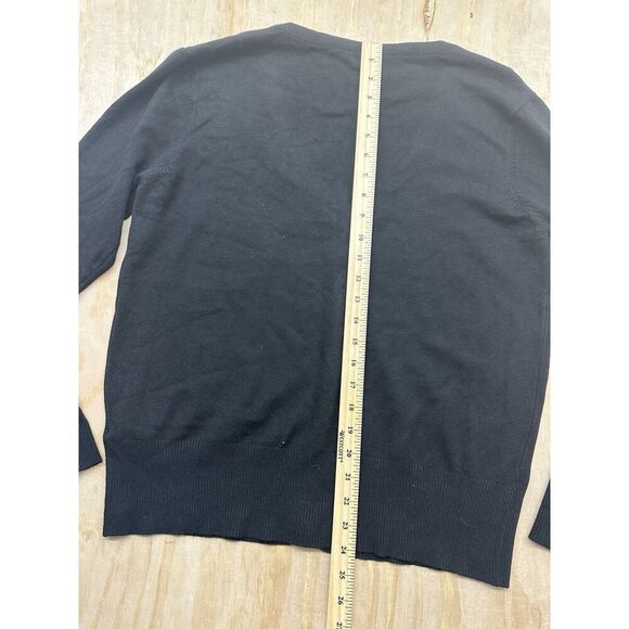 Vila Milano Rhinestone Neckline & Buttons Wool Blend Cardigan Sz XL Black Vneck - Picture 5 of 6